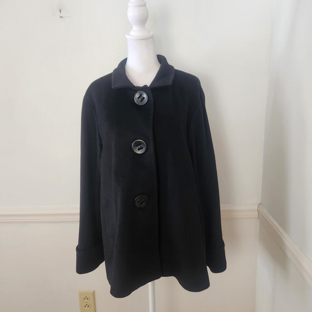 Cinzia Rocca Loro Piano Jacket Sz US 6 Womens Superfine Wool Black Coat Career